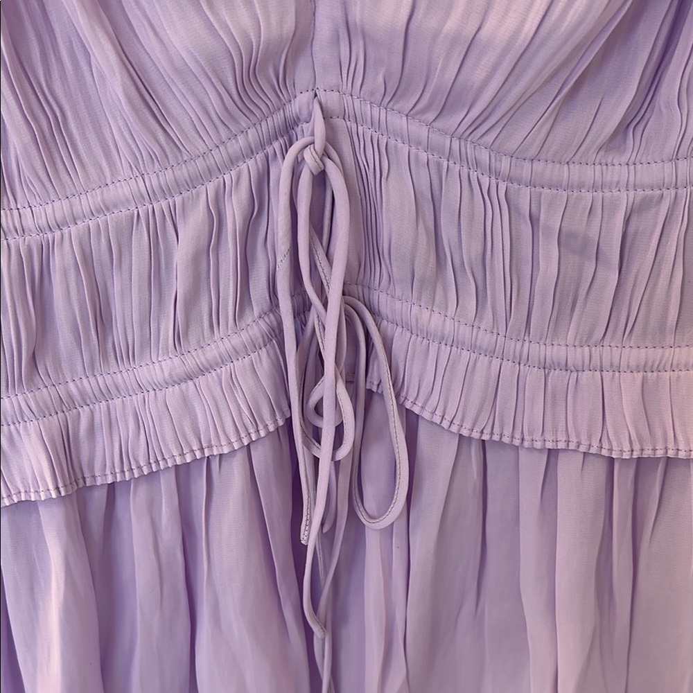 Current Air Lilac Tie Front Peplum Top Puff Sleeve - Picture 2 of 4